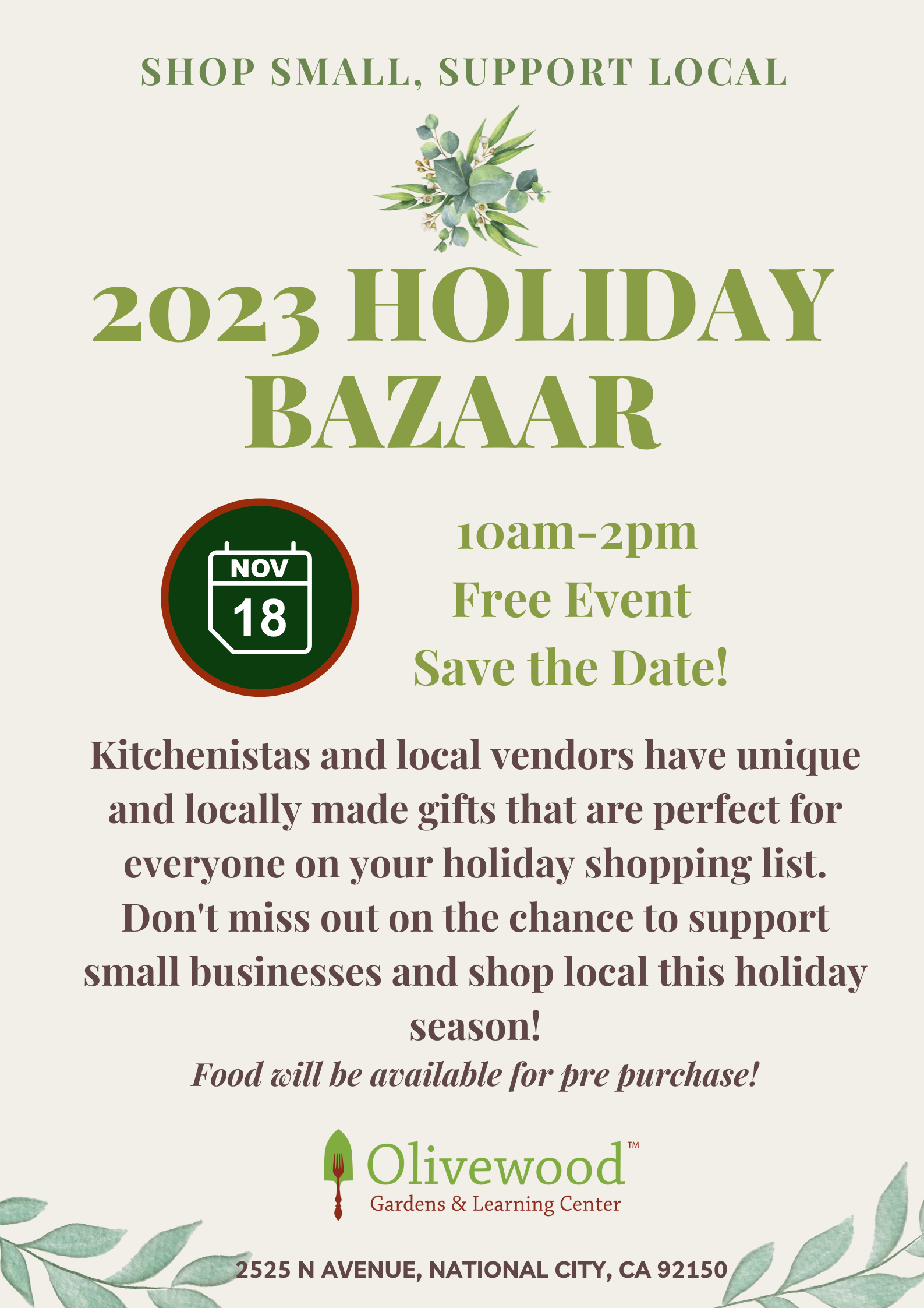 Holiday Bazaar 2023 Olivewood Gardens